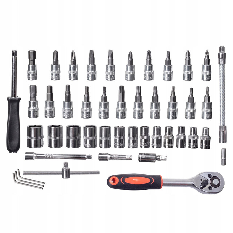 Set chei tubulare, duble, biti, clichet, adaptoare TORX IMBUS 46 buc.