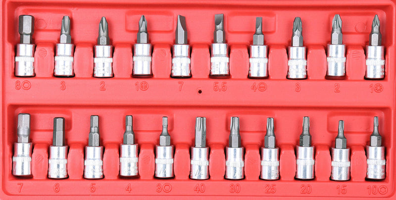 Set chei tubulare, duble, biti, clichet, adaptoare TORX IMBUS 46 buc.