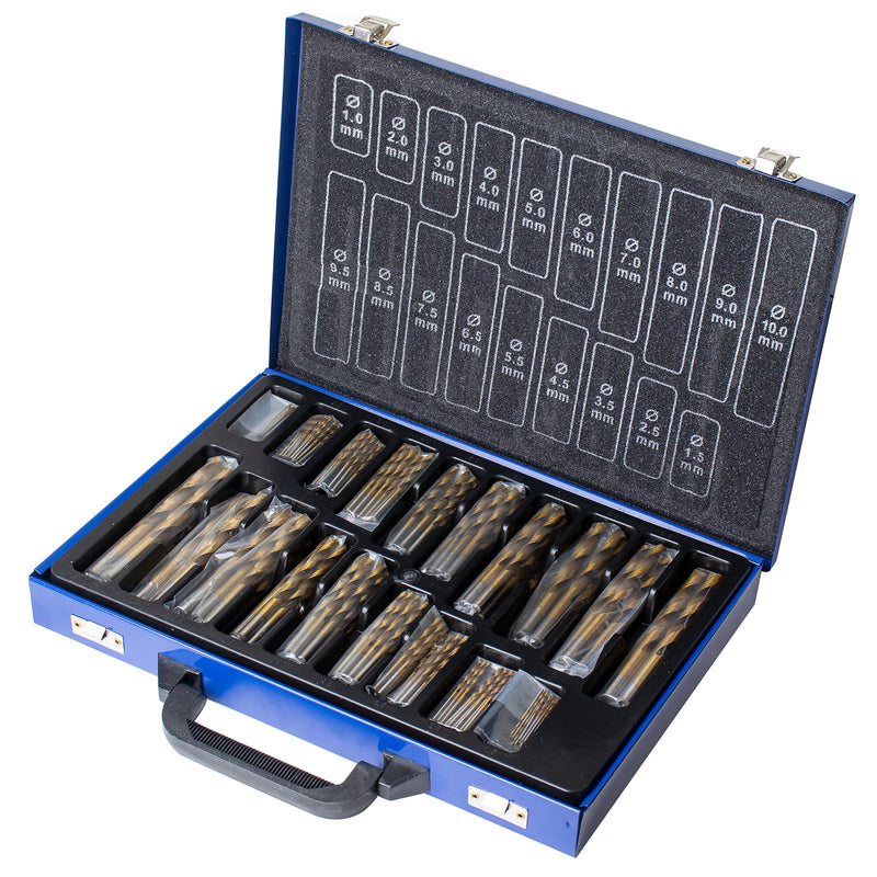 Burghie din titan pentru metal HSS-TIN 1-10mm Set de burghie 170 buc