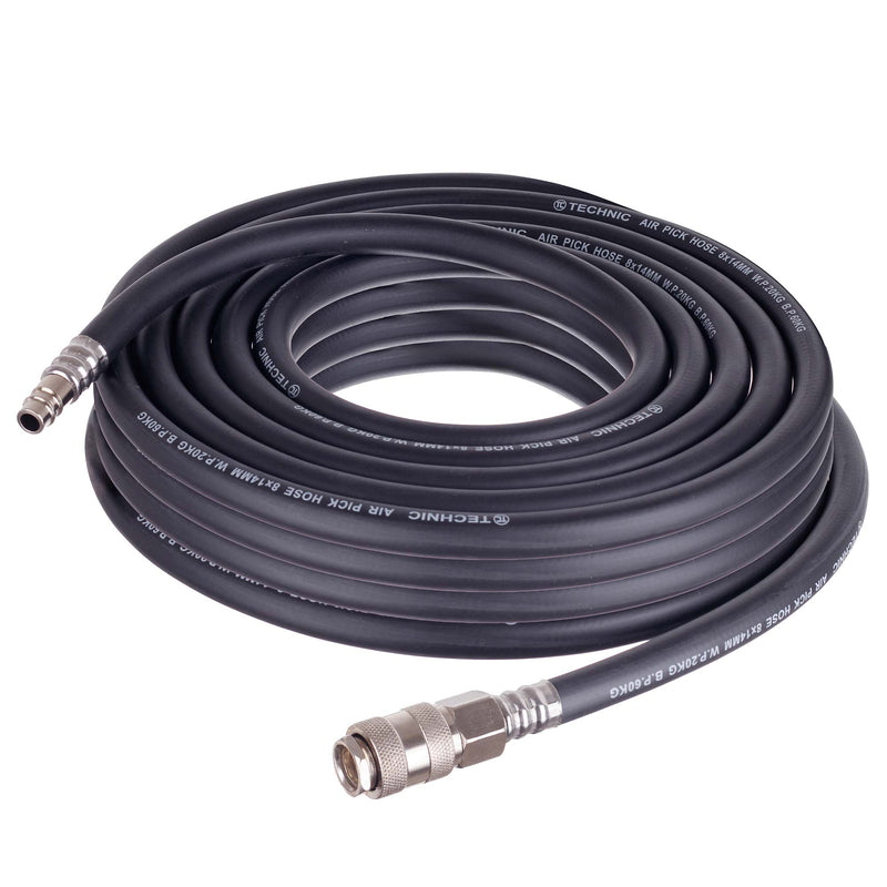 Furtun pneumatic din cauciuc 10m 8x14mm cu conectori rapizi pentru compresor, flexibil