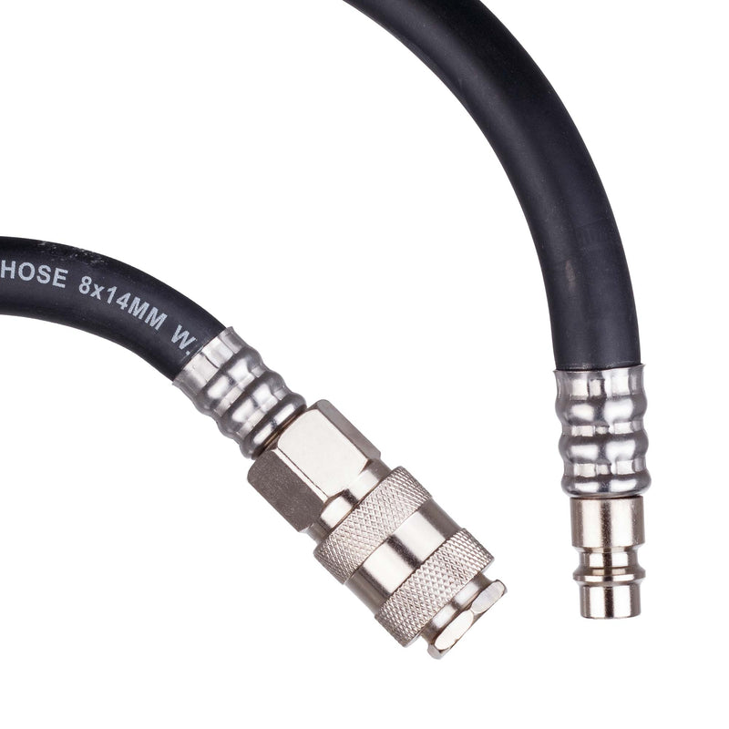Furtun pneumatic din cauciuc 10m 8x14mm cu conectori rapizi pentru compresor, flexibil