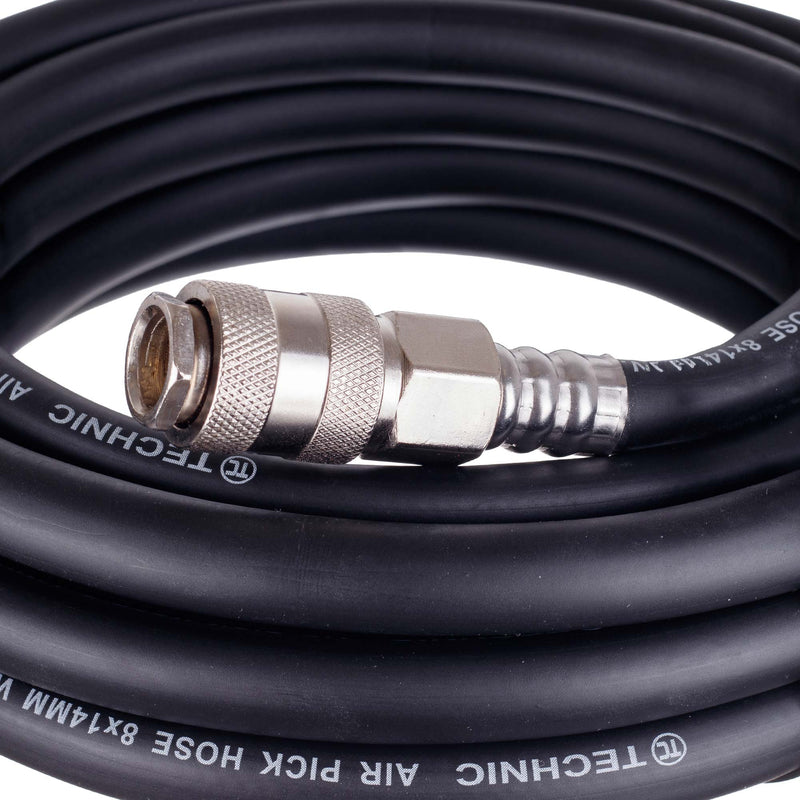 Furtun pneumatic din cauciuc 5m 8x14mm cu conectori rapizi pentru compresor, flexibil
