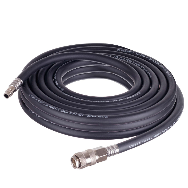 Furtun pneumatic din cauciuc 5m 8x14mm cu conectori rapizi pentru compresor, flexibil