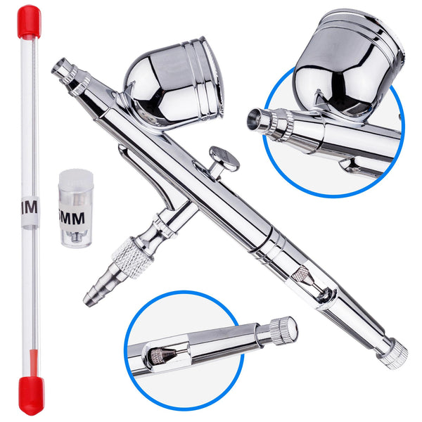 Airbrush AB-130J cu duza 0,3mm + 0,2mm profesional dubla actiune rezervor 7cm3
