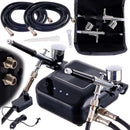 Compresor pentru doua aerografe 2x Airbrush 0.3 Furtun 170cm Reglare AUTO STOP