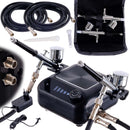 Compresor silentios pentru DOUA Aerografie 2x Airbrush 0.3 Furtun 170cm Reglare