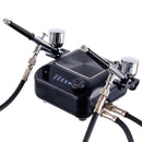 Compresor silentios pentru DOUA Aerografie 2x Airbrush 0.3 Furtun 170cm Reglare