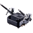 Compresor silentios pentru DOUA Aerografie 2x Airbrush 0.3 Furtun 170cm Reglare