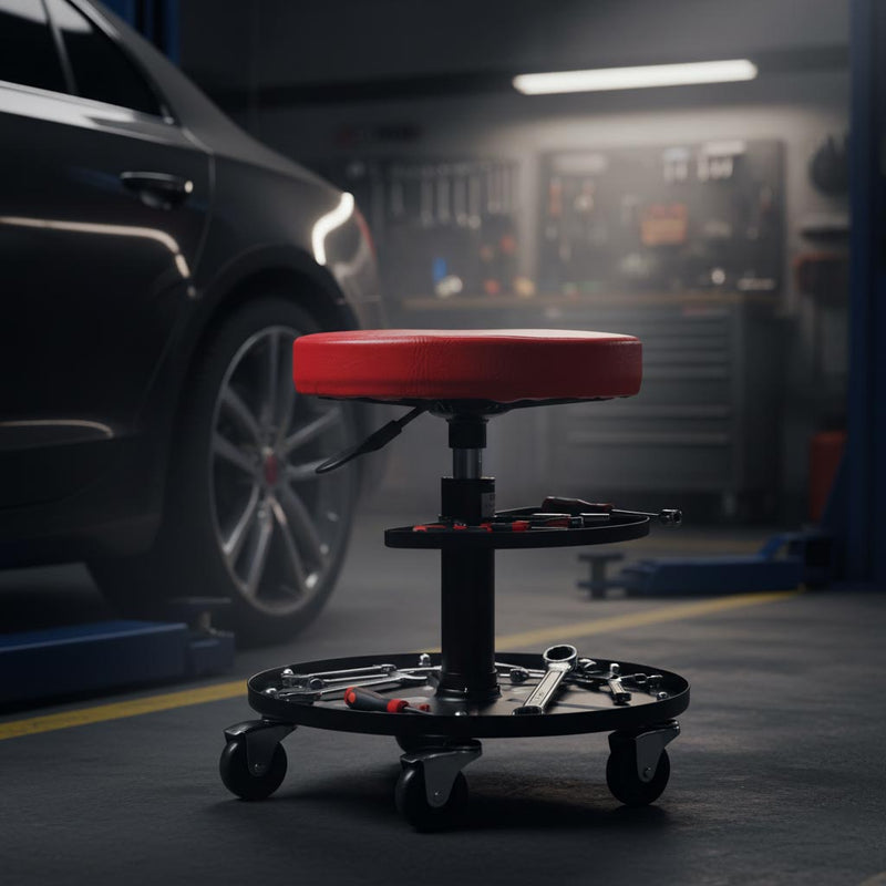 Scaun Taburet de atelier pivotant Scaun de atelier Roti cu rulment cu bile Big Red