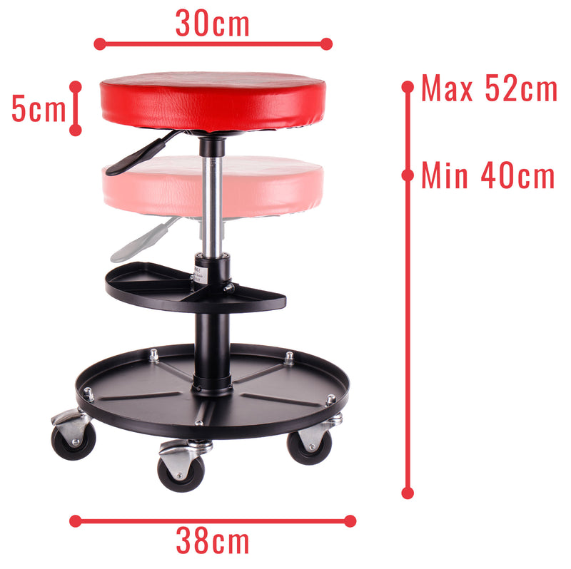 Scaun Taburet de atelier pivotant Scaun de atelier Roti cu rulment cu bile Big Red