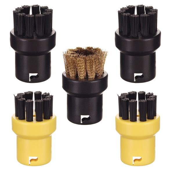 Set perii rotunde pentru Karcher, compatibil SC1 SC2 SC3 SC4 SC5, Set negru 2 buc, galben 2 buc, alama 1 buc