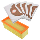 Saci sintetic 5 buc si Filtru pentru aspiratoarele KARCHER 2501 2601 SE3001 SE5.100