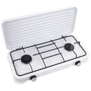 Aragaz 2 ochiuri, alimentare butelie, alb, portabil, cu furtun si reductor