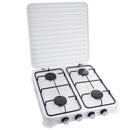 Aragaz 4 ochiuri, alimentare butelie, alb, portabil, cu furtun si reductor