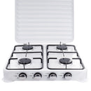 Aragaz 4 ochiuri, alimentare butelie, alb, portabil, cu furtun si reductor