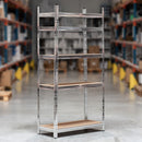 Etajera metalica 5 polite MDF 180x90x40 cm, 175 kg/polita, montaj fara surub, prin clipsare, cadru metalic din otel galvanizat, depozitare