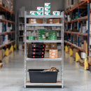 Etajera metalica 5 polite MDF 180x90x40 cm, 175 kg/polita, montaj fara surub, prin clipsare, cadru metalic din otel galvanizat, depozitare